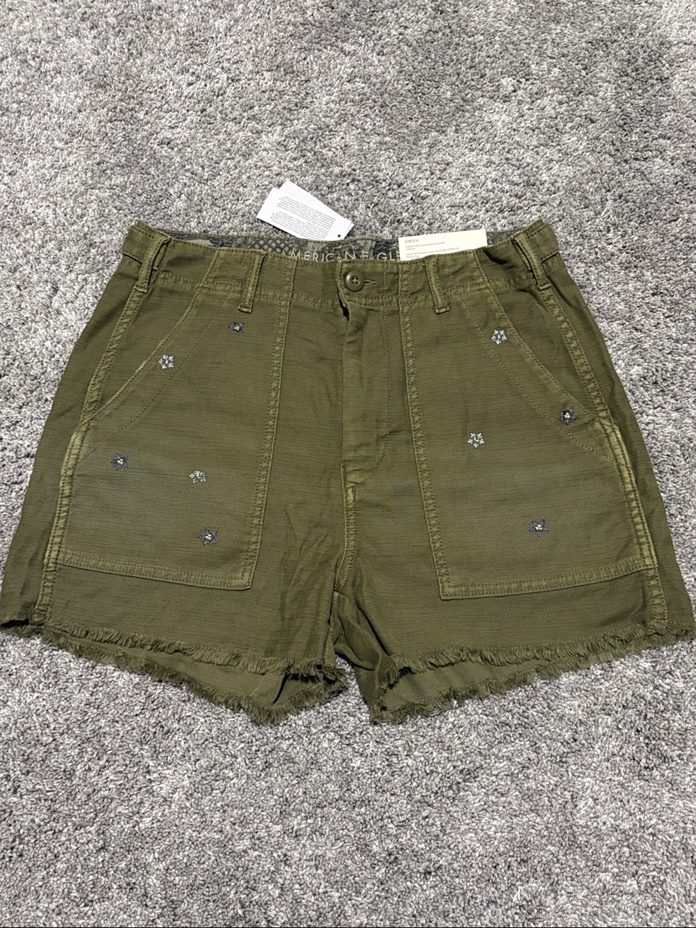 American Eagle Highest‎ Rise 90s Boyfriend Shorts size 4 Green NEW WITH TAGS